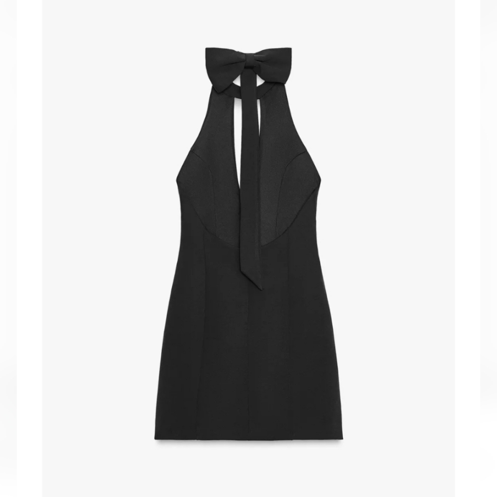 Zara HALTER BOW MINI DRESS - Picture 15 of 16